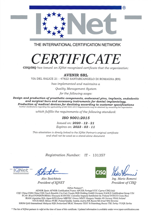 ARAL_Implantologia_Certificazioni_IMQ_ISO_9000